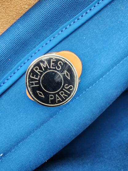 Hermès Herbag Zip 31 Bleu France Toile Militaire & Vache Hunter Leather