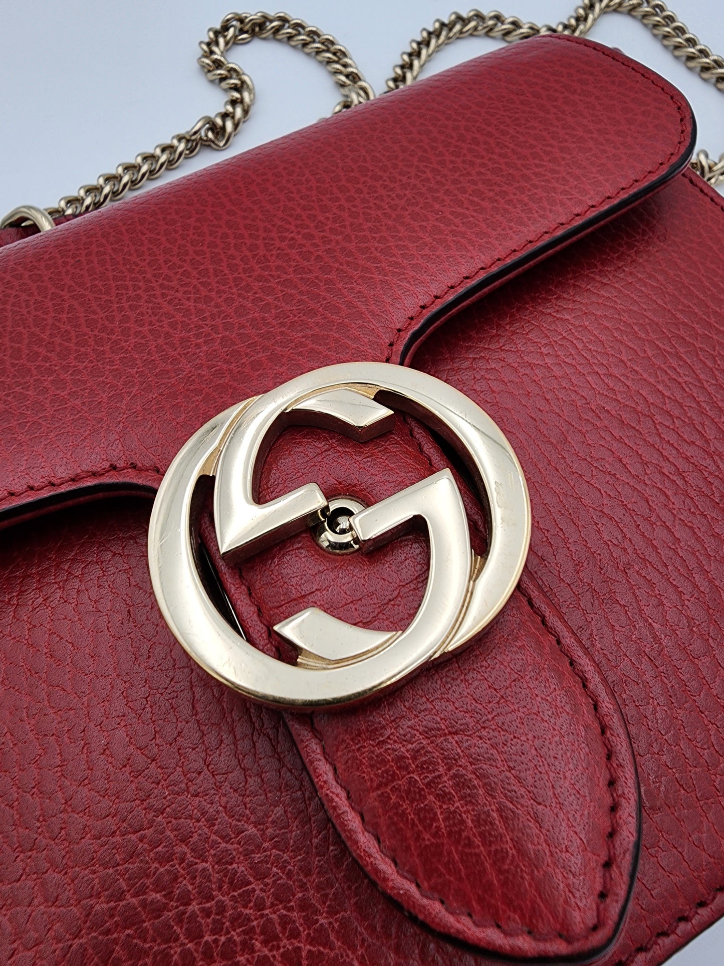 Gucci Interlocking G Small Shoulder Bag Red