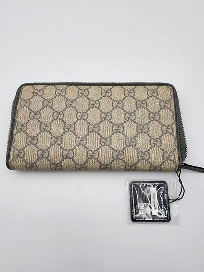Gucci GG Supreme Zip Around Wallet Gray Accent