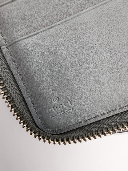 Gucci GG Supreme Zip Around Wallet Gray Accent