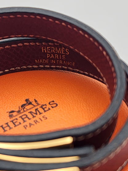 Hermès Kelly Double Tour Bracelet Maroon Epsom Calfskin GHW