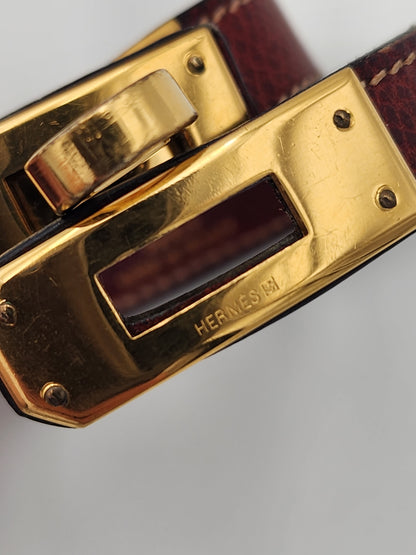 Hermès Kelly Double Tour Bracelet Maroon Epsom Calfskin GHW