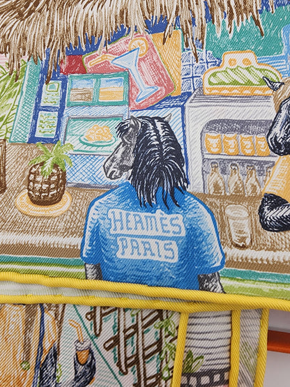 Hermès City of Light Scarf 90 Jaune / Céladon / Rose