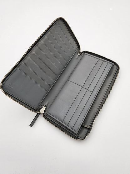 Gucci GG Supreme Zip Around Wallet Gray Accent