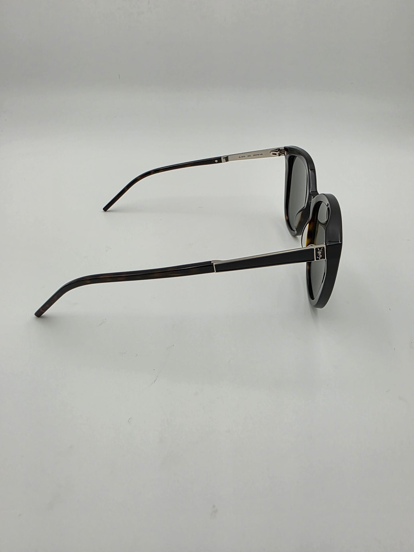 Saint Laurent SL M70 003 Cat-Eye Sunglasses in Havana/Silver Grey