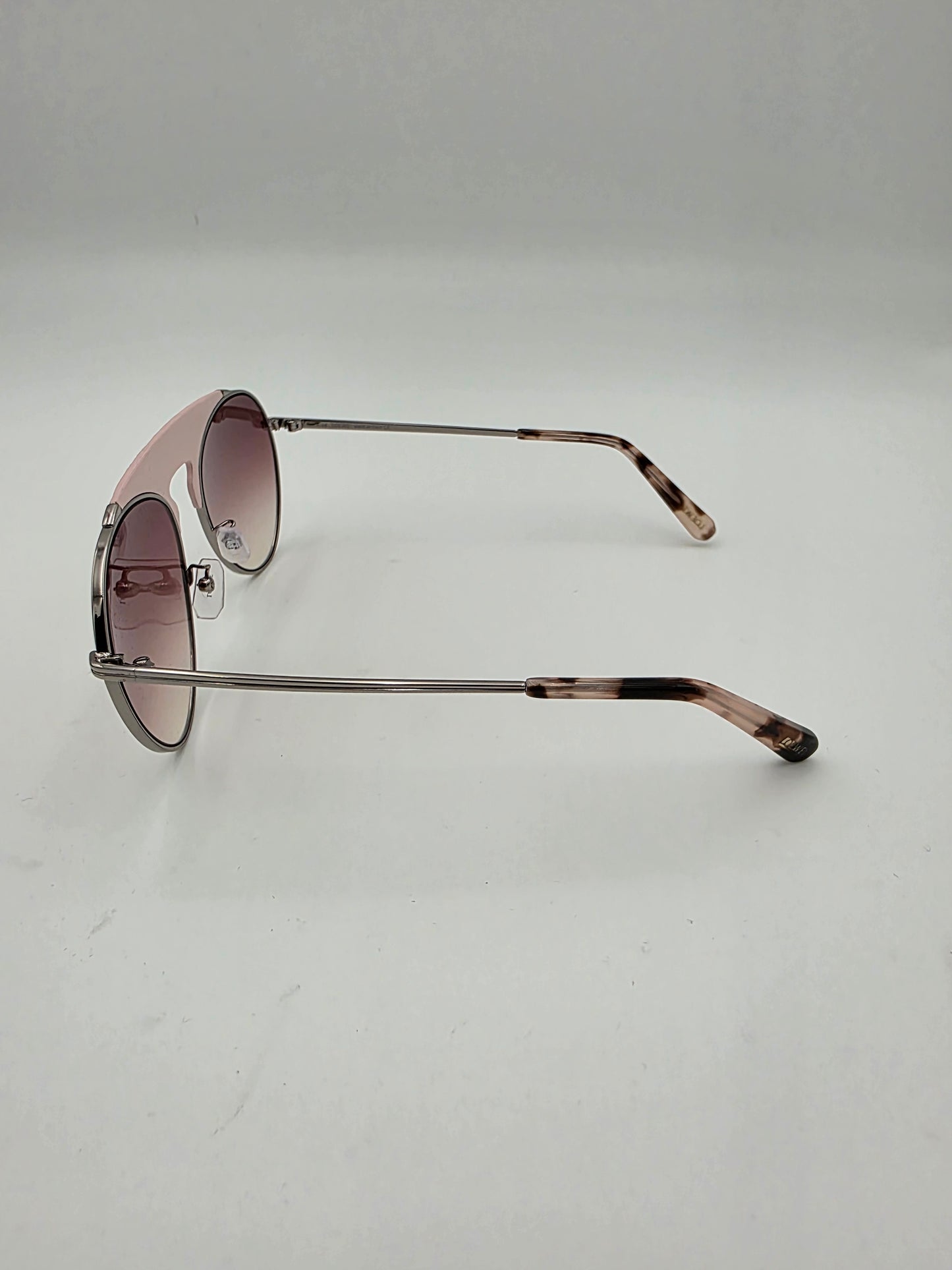 Loewe LW40005U Leather-Trimmed Pilot Sunglasses in Shiny Light Ruthenium and Pink