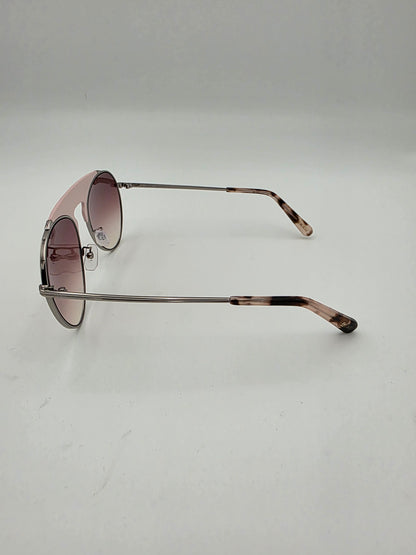 Loewe LW40005U Leather-Trimmed Pilot Sunglasses in Shiny Light Ruthenium and Pink