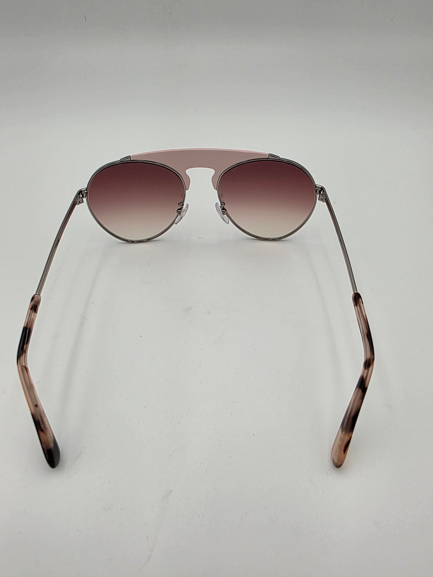 Loewe LW40005U Leather-Trimmed Pilot Sunglasses in Shiny Light Ruthenium and Pink