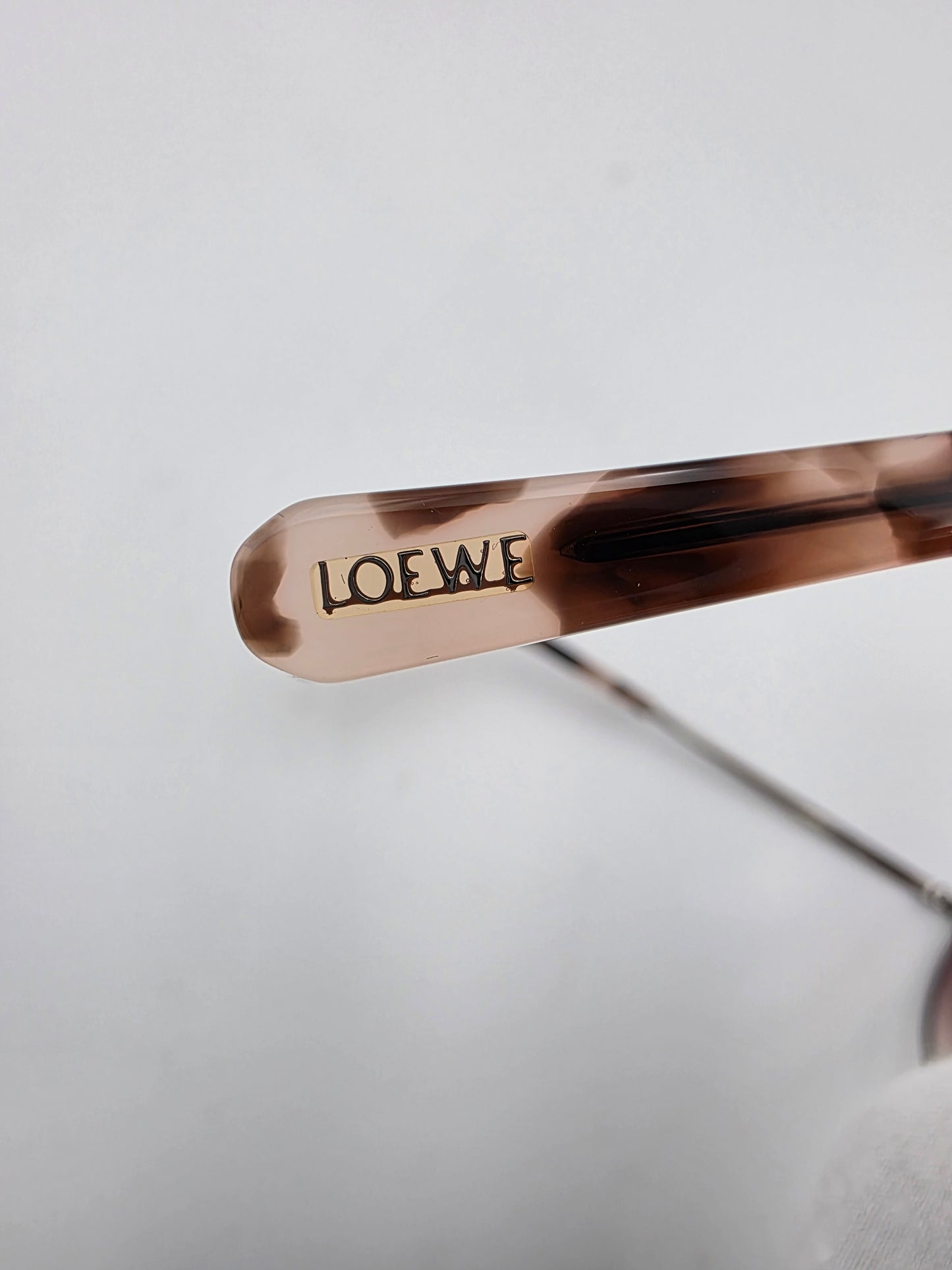 Loewe LW40005U Leather-Trimmed Pilot Sunglasses in Shiny Light Ruthenium and Pink