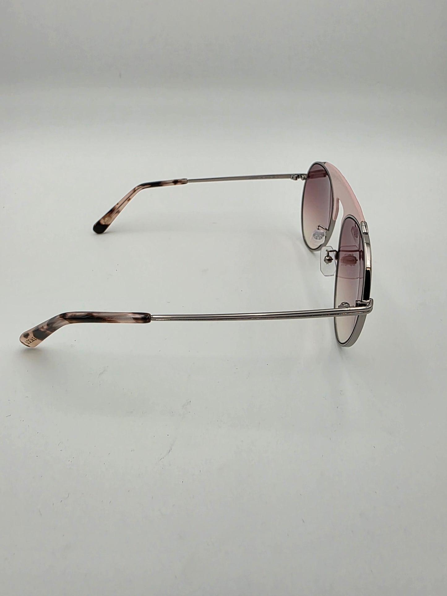 Loewe LW40005U Leather-Trimmed Pilot Sunglasses in Shiny Light Ruthenium and Pink