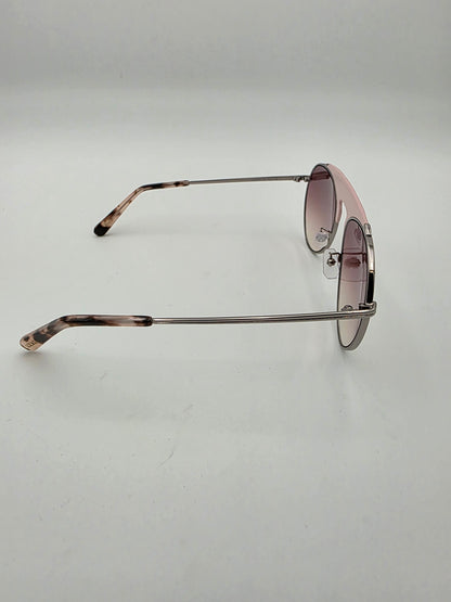 Loewe LW40005U Leather-Trimmed Pilot Sunglasses in Shiny Light Ruthenium and Pink