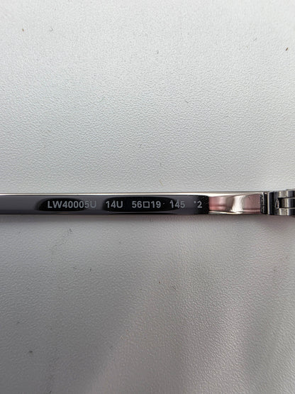 Loewe LW40005U Leather-Trimmed Pilot Sunglasses in Shiny Light Ruthenium and Pink