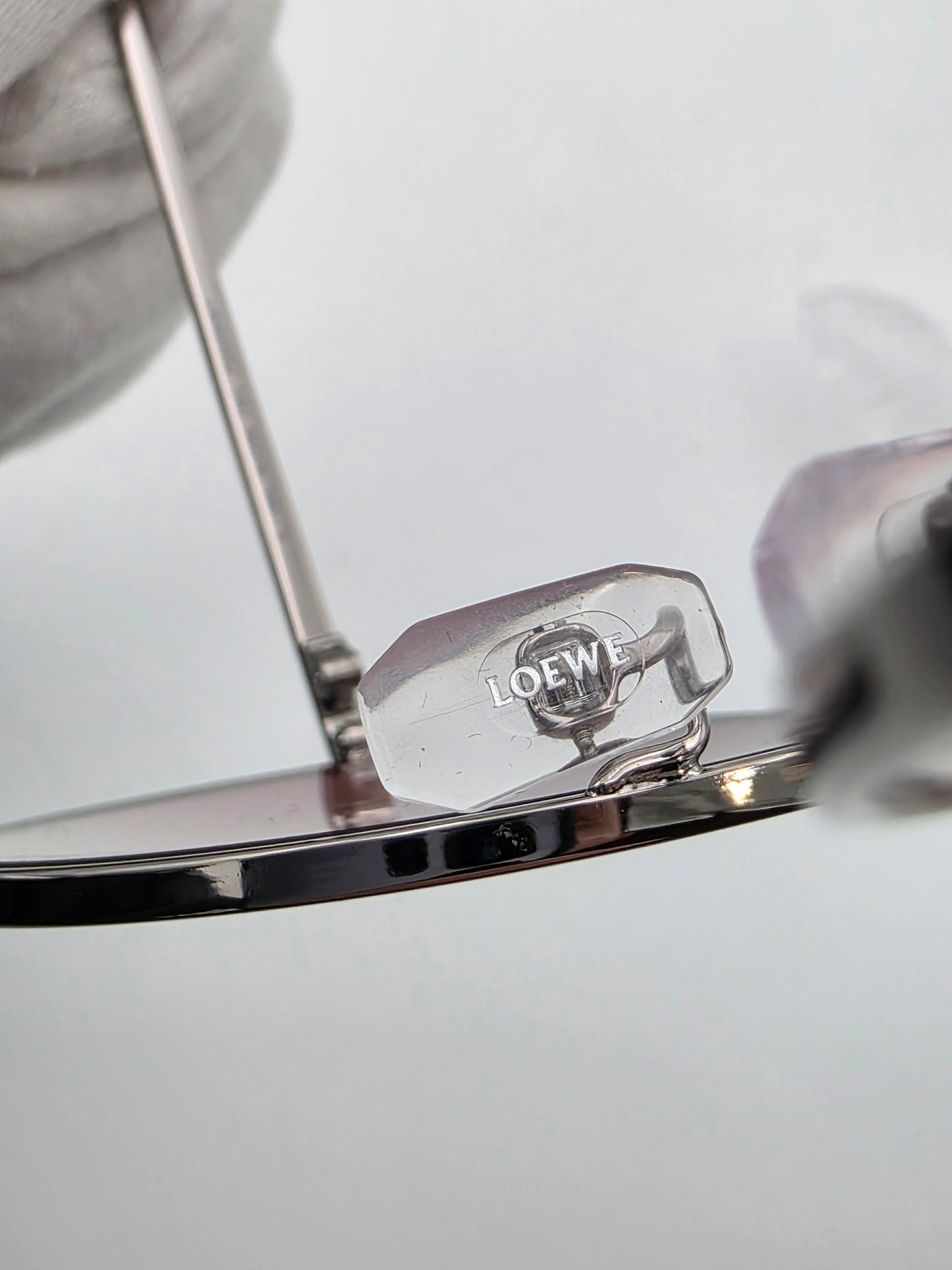 Loewe LW40005U Leather-Trimmed Pilot Sunglasses in Shiny Light Ruthenium and Pink