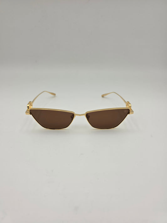 Valentino VLogo Sign VLS-135B-61 Low-Profile Cat-Eye Sunglasses in Light Gold