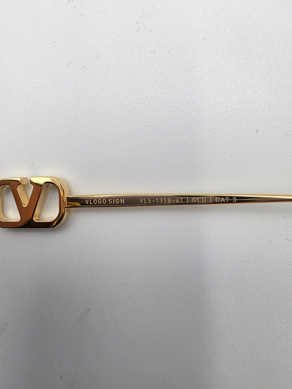Valentino VLogo Sign VLS-135B-61 Low-Profile Cat-Eye Sunglasses in Light Gold