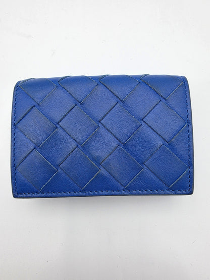 Bottega Veneta Intrecciato Leather Tri-Fold Compact Wallet in Blue