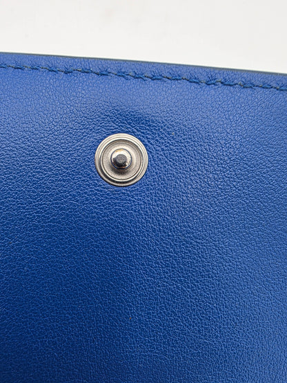 Bottega Veneta Intrecciato Leather Tri-Fold Compact Wallet in Blue