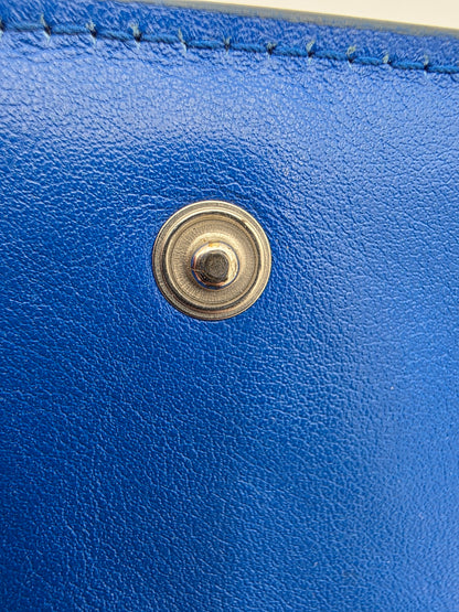 Bottega Veneta Intrecciato Leather Tri-Fold Compact Wallet in Blue