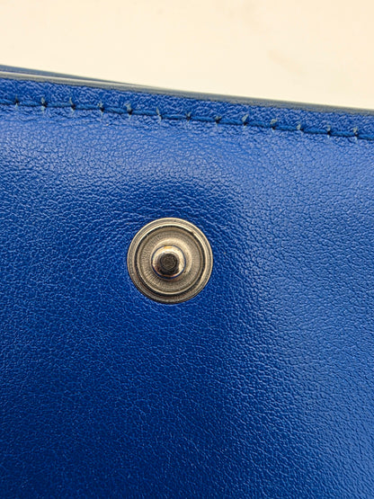 Bottega Veneta Intrecciato Leather Tri-Fold Compact Wallet in Blue