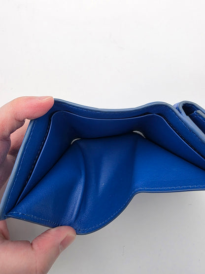 Bottega Veneta Intrecciato Leather Tri-Fold Compact Wallet in Blue