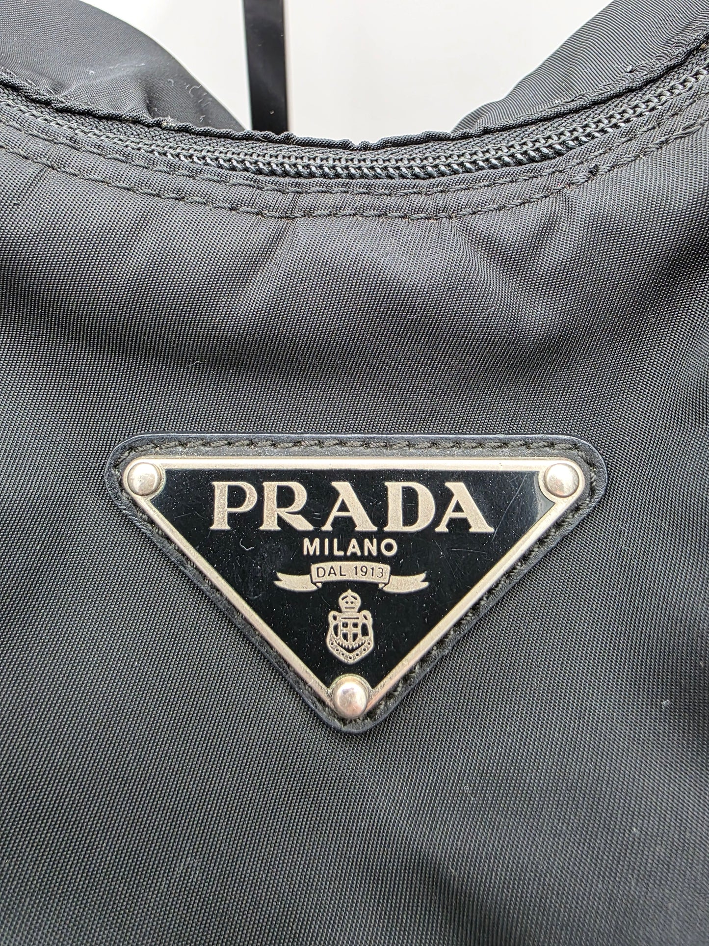 Prada Triangle Logo Tessuto Nylon One-Shoulder Bag in Black