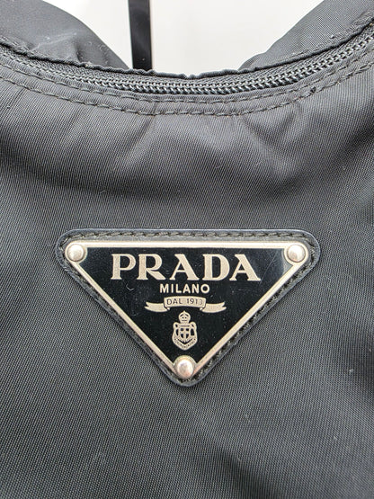 Prada Triangle Logo Tessuto Nylon One-Shoulder Bag in Black