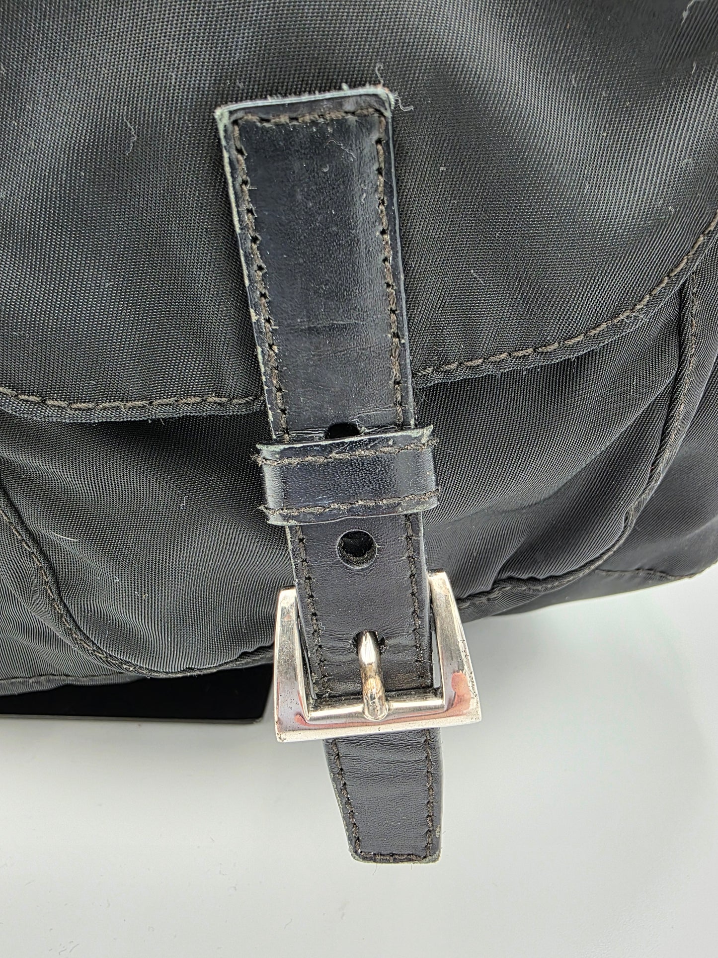 Prada Triangle Logo Tessuto Nylon One-Shoulder Bag in Black