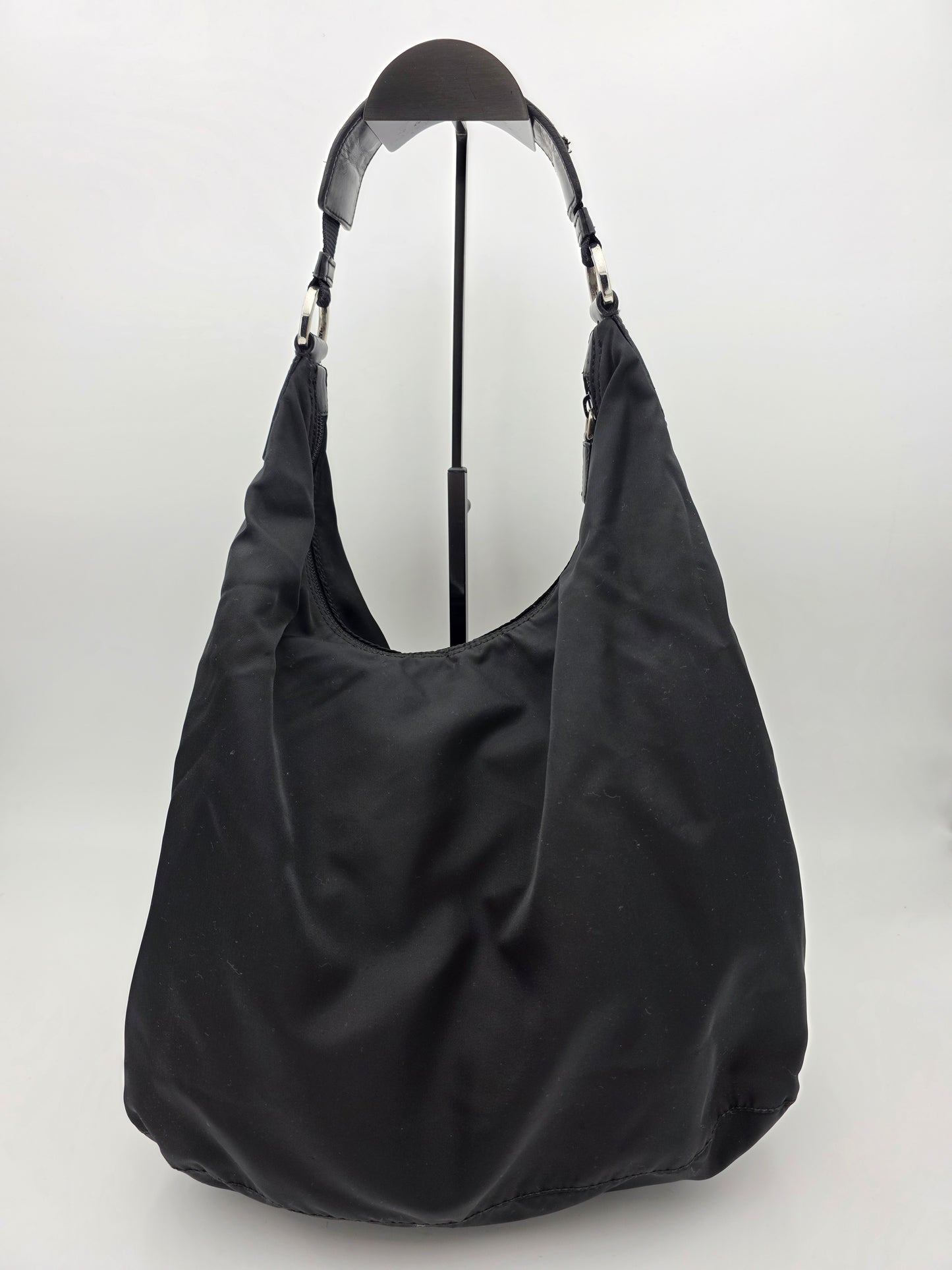 Prada Triangle Logo Tessuto Nylon One-Shoulder Bag in Black