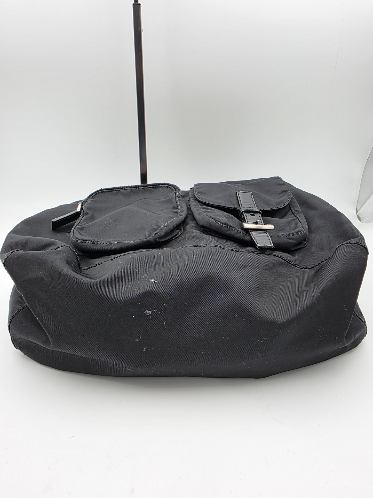 Prada Triangle Logo Tessuto Nylon One-Shoulder Bag in Black