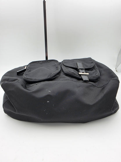 Prada Triangle Logo Tessuto Nylon One-Shoulder Bag in Black