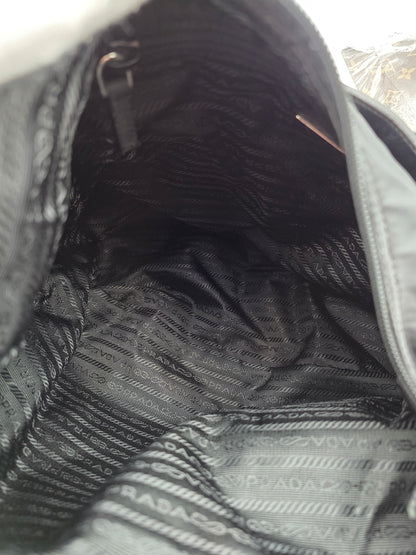 Prada Triangle Logo Tessuto Nylon One-Shoulder Bag in Black