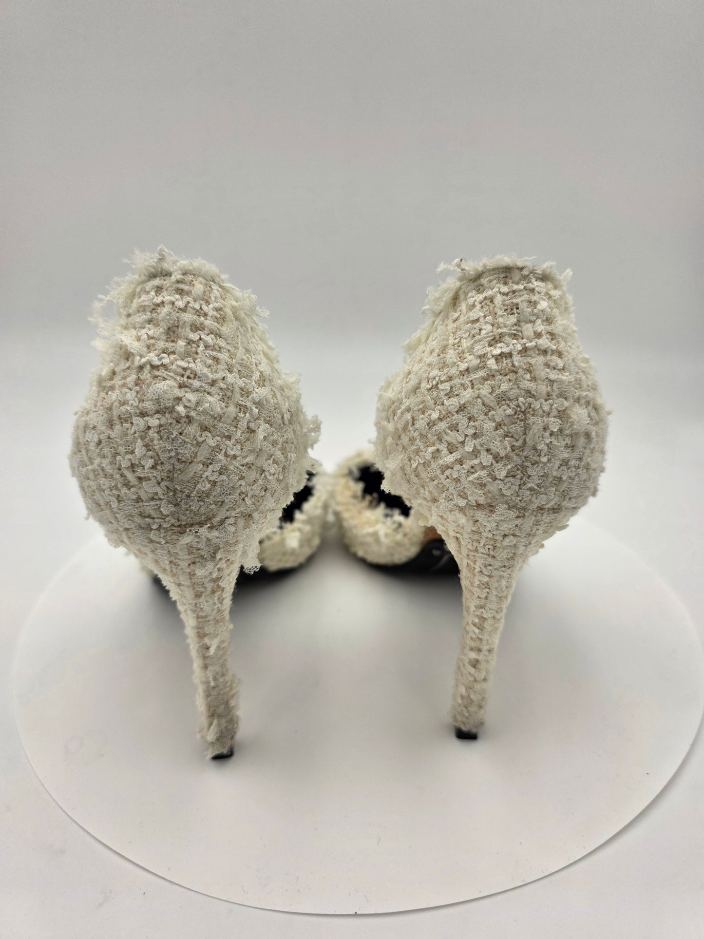 Balmain Julie Tweed D'Orsay Pumps in White