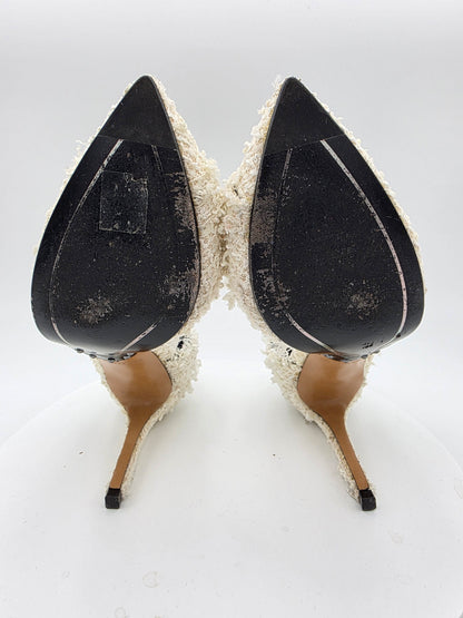Balmain Julie Tweed D'Orsay Pumps in White