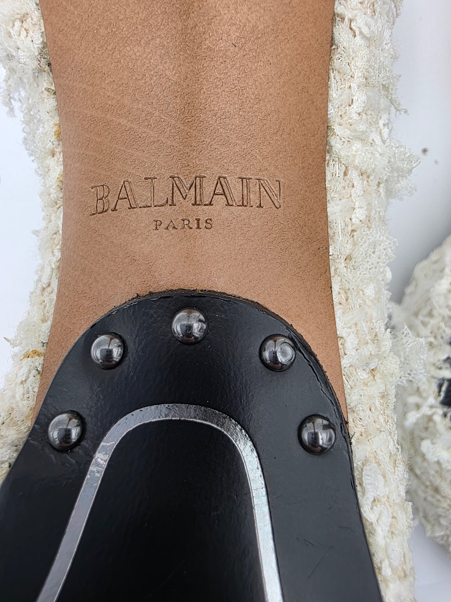 Balmain Julie Tweed D'Orsay Pumps in White