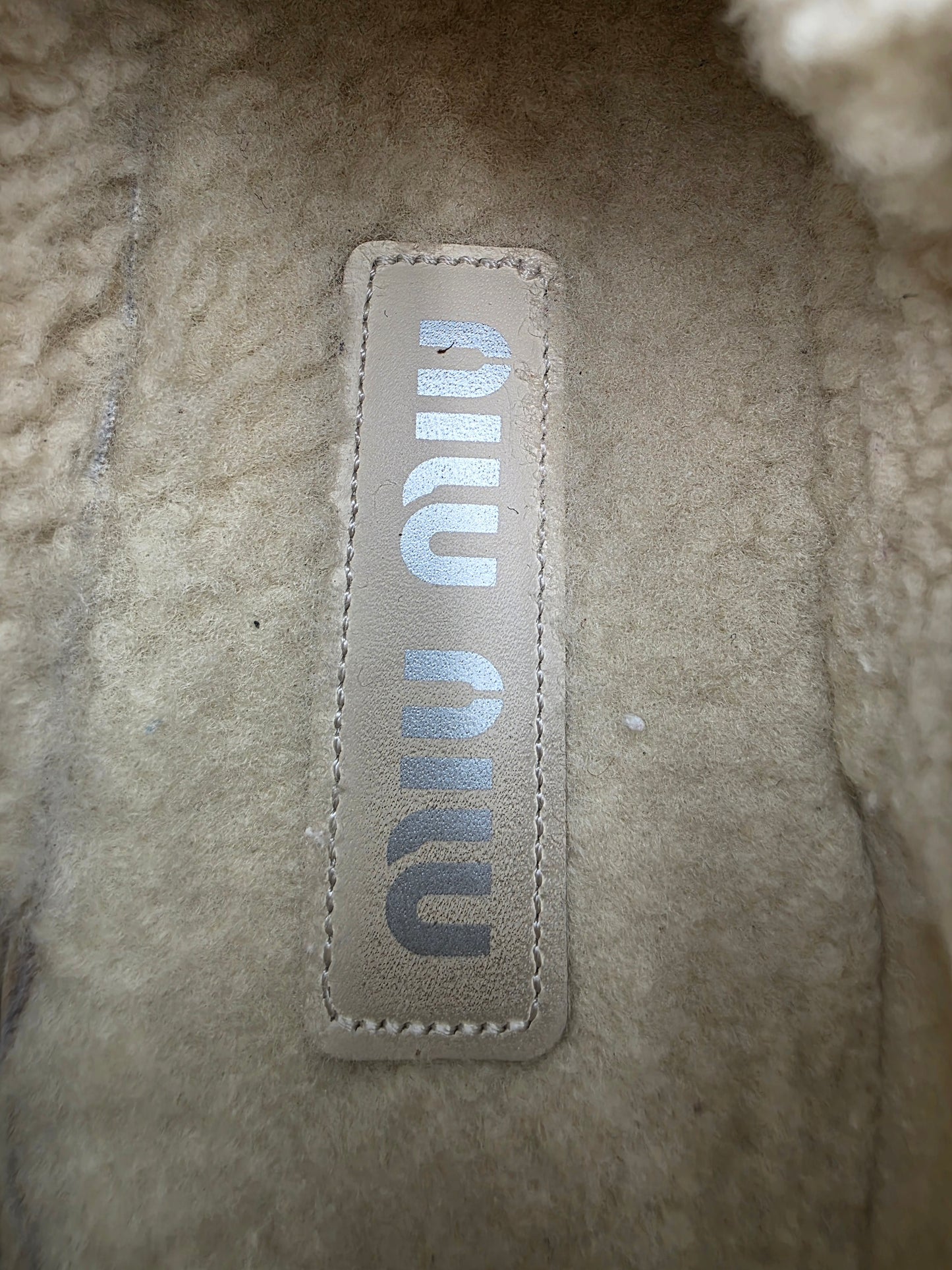 Miu Miu Suede and Shearling Platform Sneakers in Desert Beige