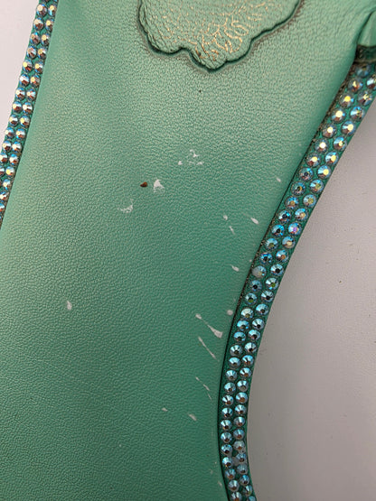 René Caovilla Diana Embellished Flat Sandals in Green