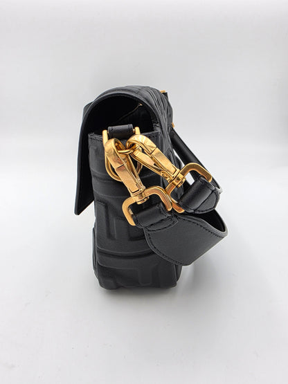 Fendi Baguette FF Motif Nappa Leather Bag in Black