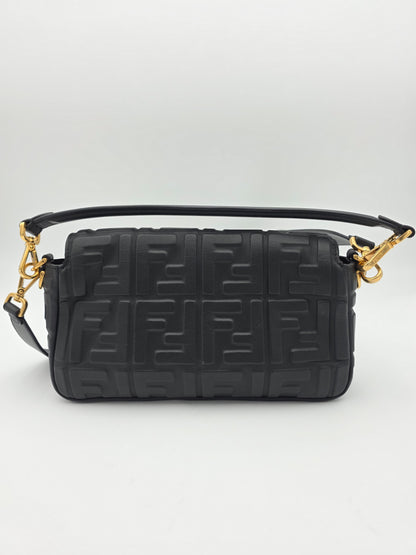 Fendi Baguette FF Motif Nappa Leather Bag in Black