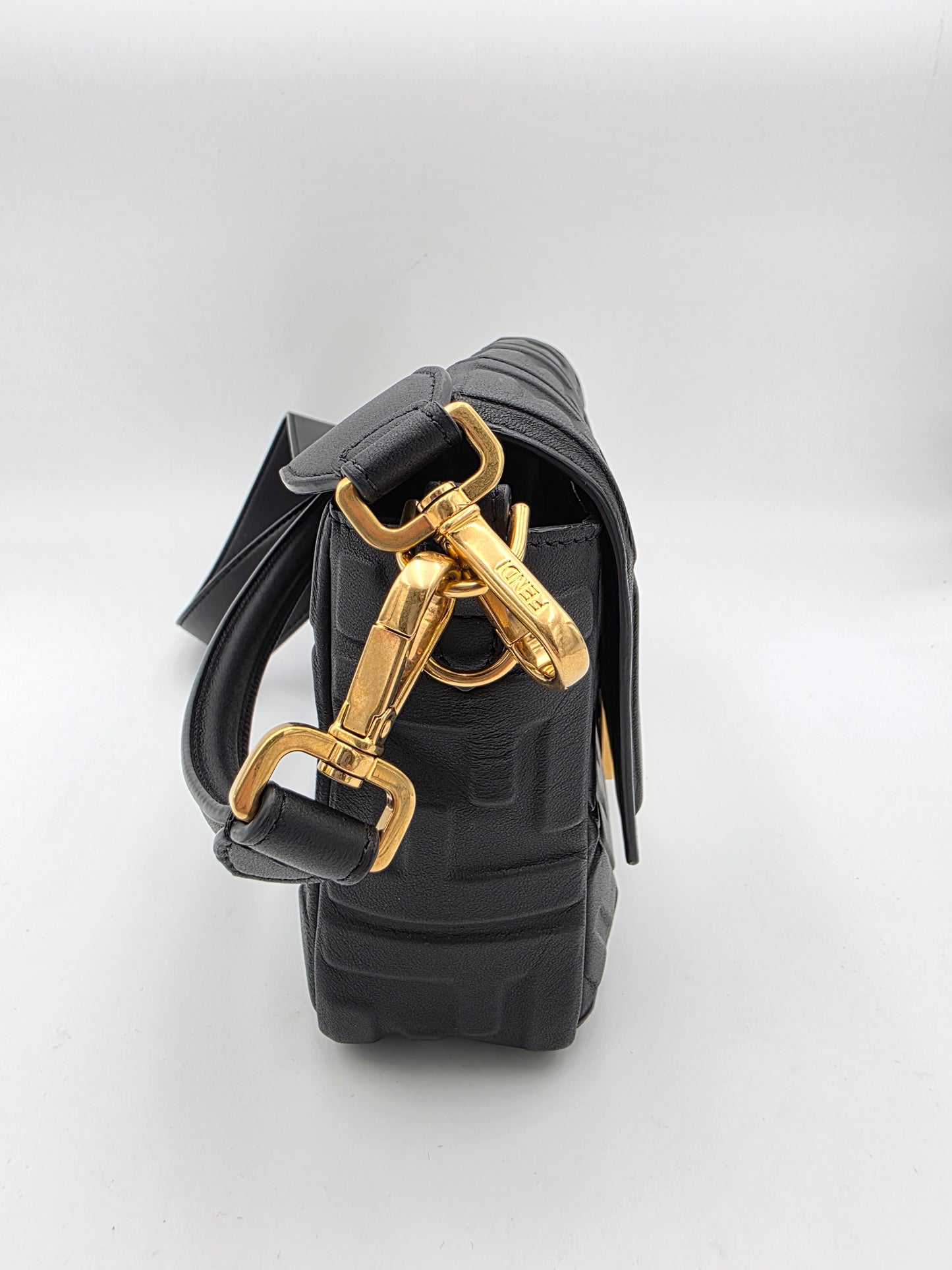 Fendi Baguette FF Motif Nappa Leather Bag in Black