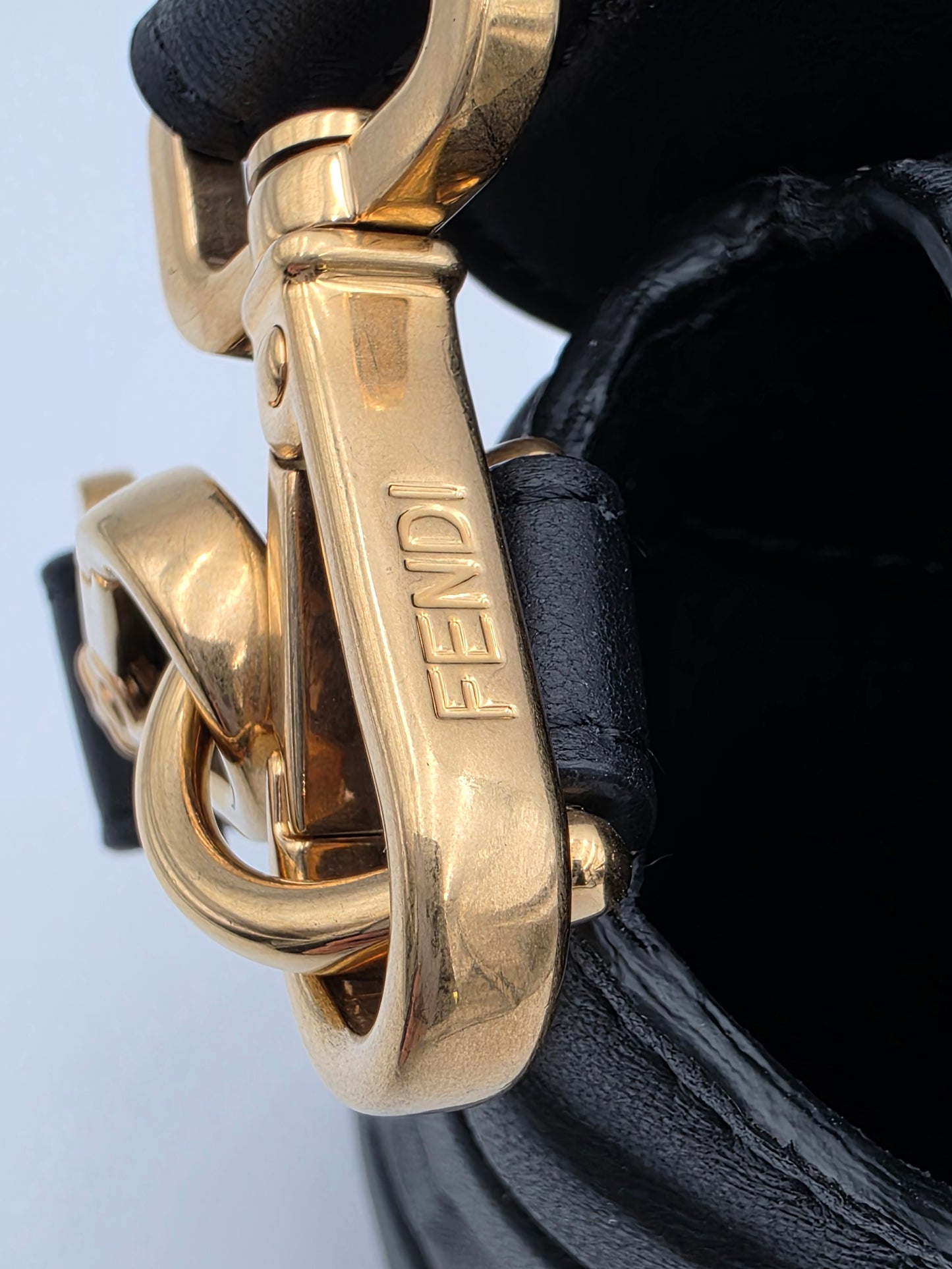 Fendi Baguette FF Motif Nappa Leather Bag in Black