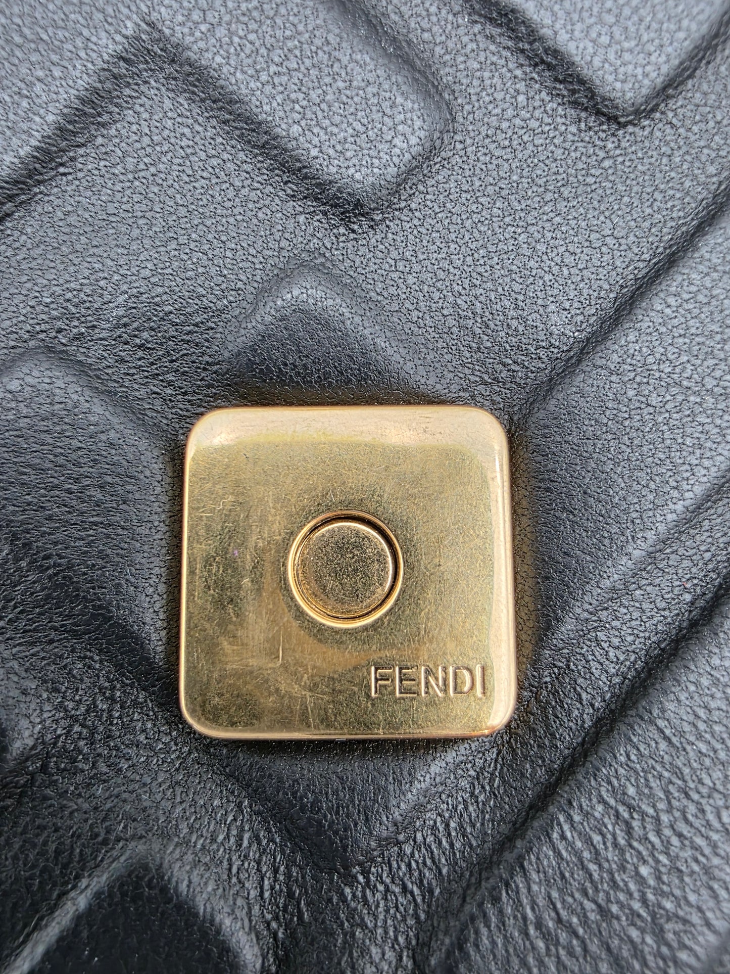 Fendi Baguette FF Motif Nappa Leather Bag in Black