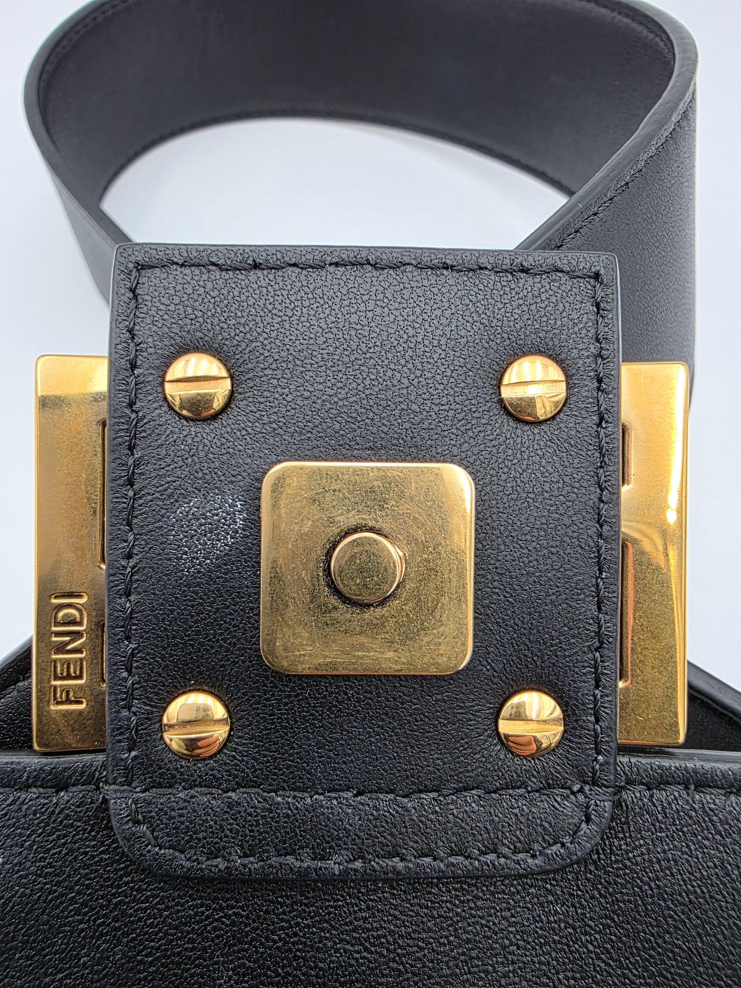 Fendi Baguette FF Motif Nappa Leather Bag in Black