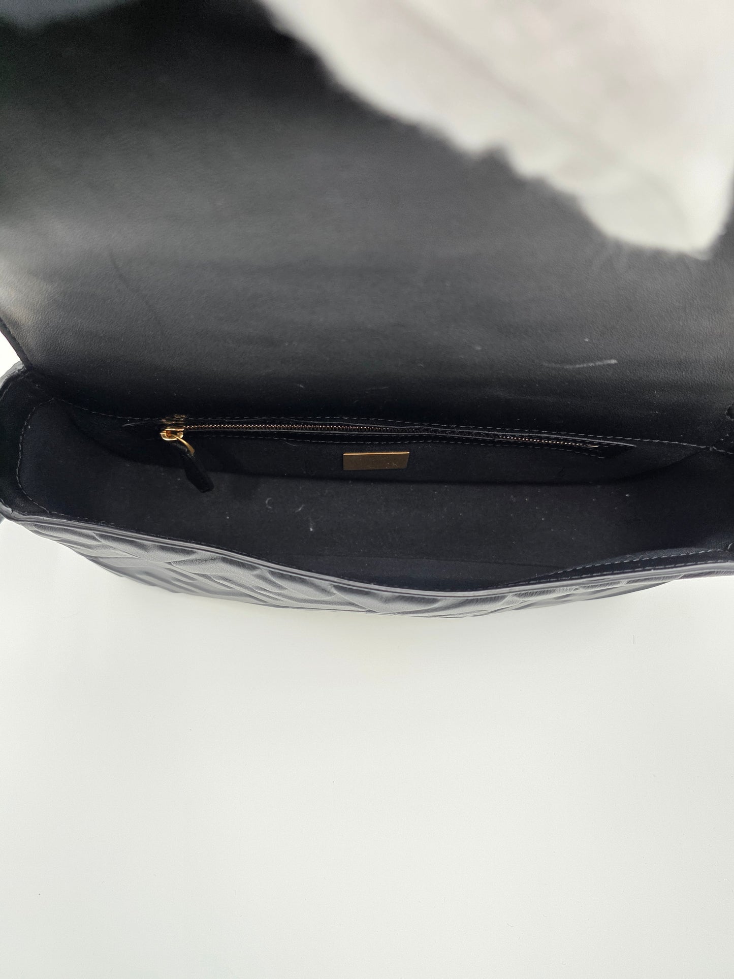 Fendi Baguette FF Motif Nappa Leather Bag in Black