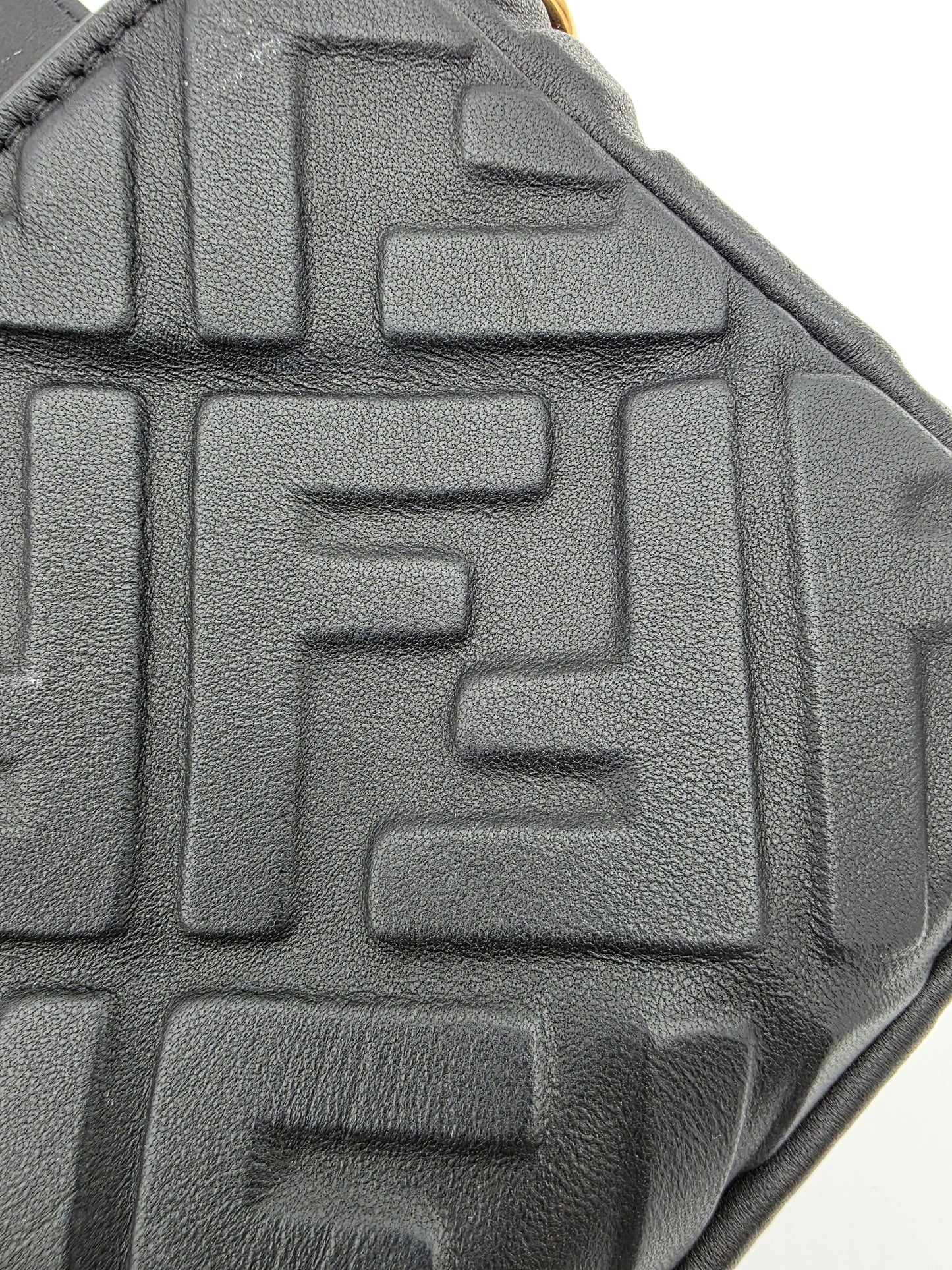 Fendi Baguette FF Motif Nappa Leather Bag in Black