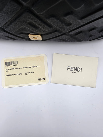 Fendi Baguette FF Motif Nappa Leather Bag in Black