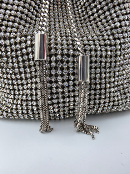 Jimmy Choo Micro Bon Bon Crystal Mesh Bag in Silver