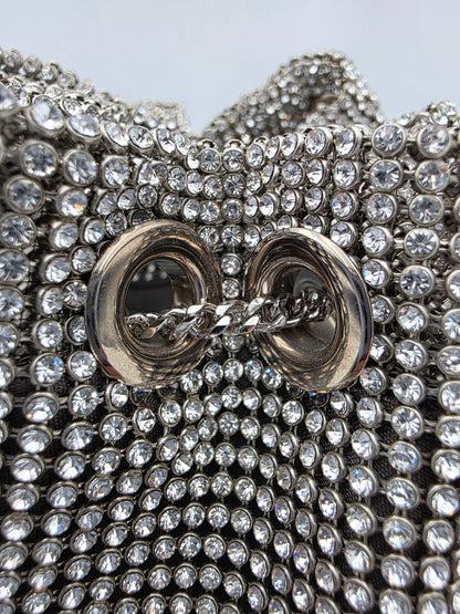 Jimmy Choo Micro Bon Bon Crystal Mesh Bag in Silver