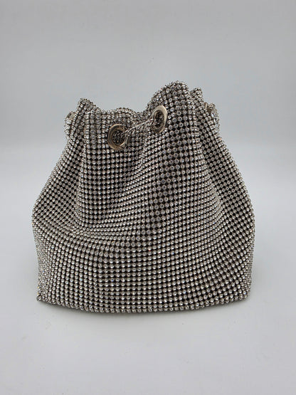 Jimmy Choo Micro Bon Bon Crystal Mesh Bag in Silver