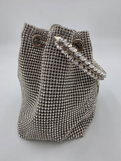 Jimmy Choo Micro Bon Bon Crystal Mesh Bag in Silver
