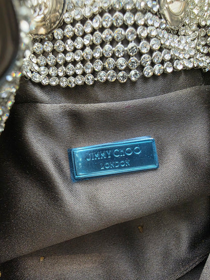 Jimmy Choo Micro Bon Bon Crystal Mesh Bag in Silver